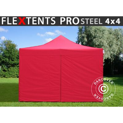 DANCOVER Carpa Plegable Flextents Pro Steel 4x4m Rojo, Incl. 4 Lados DANCOVER Carpa Plegable Flextents Pro Steel 4x4m Rojo, Incl. 4 Lados