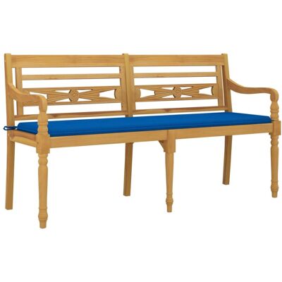HELLOSHOP26 Banco De Jardín Muebles De Exterior Terraza Con Cojín Azul Real 150 Cm Madera Maciza De Teca HELLOSHOP26 Banco De Jardín Muebles De Exterior Terraza Con Cojín Azul Real 150 Cm Madera Maciza De Teca
