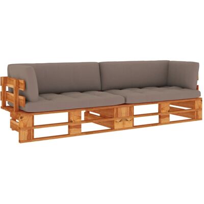 Sofá de madera de pino de 2 plazas con cojines - Jardín Patio Interior Exterior Sofá de madera de pino de 2 plazas con cojines - Jardín Patio Interior Exterior