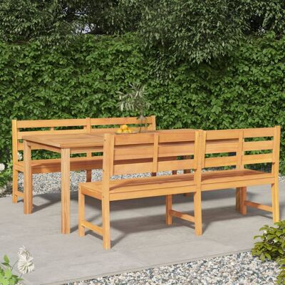 vidaXL Juego de Comedor de Jardín 3 Piezas - Muebles de Teca para Exterior vidaXL Juego de Comedor de Jardín 3 Piezas - Muebles de Teca para Exterior