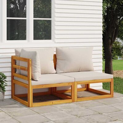 Conjunto de Sofás de Jardín 2 piezas - Madera y Cojines vidaXL Conjunto de Sofás de Jardín 2 piezas - Madera y Cojines vidaXL
