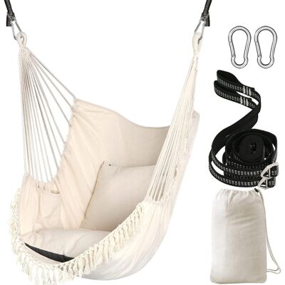 OEM Silla Colgante/hamaca Con 2 Almohadas Incluidas, Correas Y Ganchos Resistentes Para Colgar Fácilmente, Algodón Suave, Bolsillo Lateral, Juego De Silla Con Borlas Para Mayor Comodidad. OEM Silla Colgante/hamaca Con 2 Almohadas Incluidas, Correas Y Ganchos Resistentes Para Colgar Fácilmente, Algodón Suave, Bolsillo Lateral, Juego De Silla Con Borlas Para Mayor Comodidad.