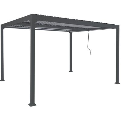 DÉCOSHOP26 Érgola De Aluminio Cenador De Terraza Con Techo De Lamas Orientables Estructura Metálica Robusta 3x3,7 M Antracita 04001025 DÉCOSHOP26 Érgola De Aluminio Cenador De Terraza Con Techo De Lamas Orientables Estructura Metálica Robusta 3x3,7 M Antracita 04001025