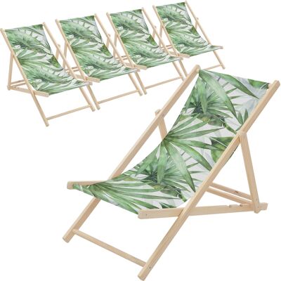Ecd Germany 5x Sillas De Playa De Madera Con Diseño Palmera Verde-blanca Tumbona Plegable Con Respaldo Ajustable En 3 Posiciones De Reclinación Asiento De Relax Para Jardín O Piscina, Hasta 120 Kg Ecd Germany 5x Sillas De Playa De Madera Con Diseño Palmera Verde-blanca Tumbona Plegable Con Respaldo Ajustable En 3 Posiciones De Reclinación Asiento De Relax Para Jardín O Piscina, Hasta 120 Kg
