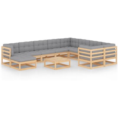 Set de salón de jardín vidaXL - Madera de pino maciza - Cojines - Encanto rústico Set de salón de jardín vidaXL - Madera de pino maciza - Cojines - Encanto rústico
