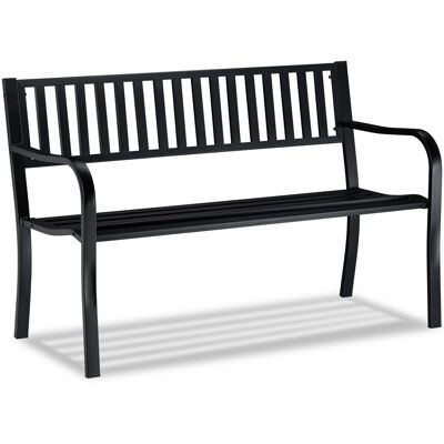 Banco Jardín, Asiento 2 Plazas, Cómodo Y Robusto, Para Terraza Y Balcón, 82 X 127,5 X 59,5 Cm, Negro - Relaxdays Banco Jardín, Asiento 2 Plazas, Cómodo Y Robusto, Para Terraza Y Balcón, 82 X 127,5 X 59,5 Cm, Negro - Relaxdays