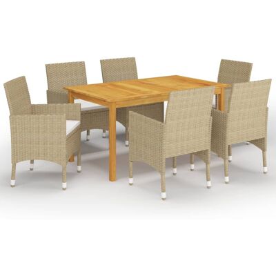 vidaXL Conjunto de Comedor de Jardín - 7 Piezas Beige vidaXL Conjunto de Comedor de Jardín - 7 Piezas Beige