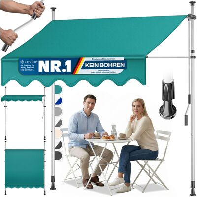 Kesser® Toldo De Balcón A Presión Con Manivela, Sin Taladrar - Petrol Verde Kesser® Toldo De Balcón A Presión Con Manivela, Sin Taladrar - Petrol Verde