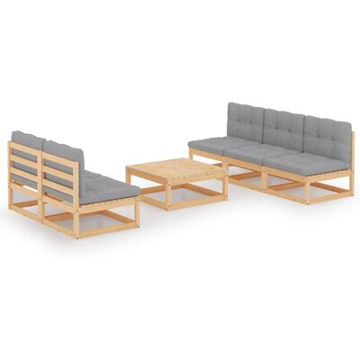 Conjunto de jardín de 6 piezas con cojines vidaXL Conjunto de jardín de 6 piezas con cojines vidaXL