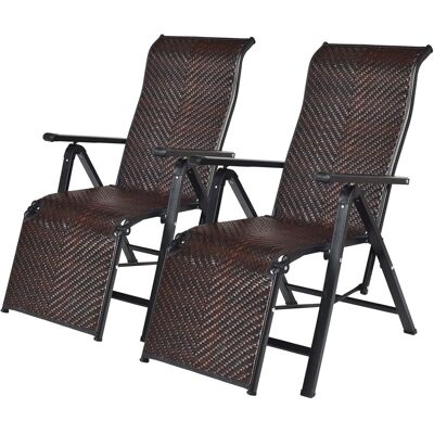 Costway - Set De 2 Sillas Plegables Tumbonas Reclinables De Ratán, Chaise Longue Portátil Con Respaldo Regulable Costway - Set De 2 Sillas Plegables Tumbonas Reclinables De Ratán, Chaise Longue Portátil Con Respaldo Regulable