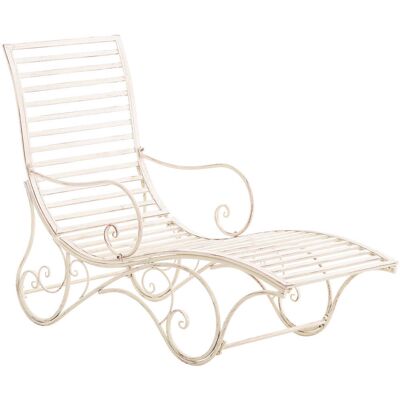 DÉCOSHOP26 Haise Longue De Jardín Tumbona De Metal Color Crema Envejecido Mdj1021 DÉCOSHOP26 Haise Longue De Jardín Tumbona De Metal Color Crema Envejecido Mdj1021