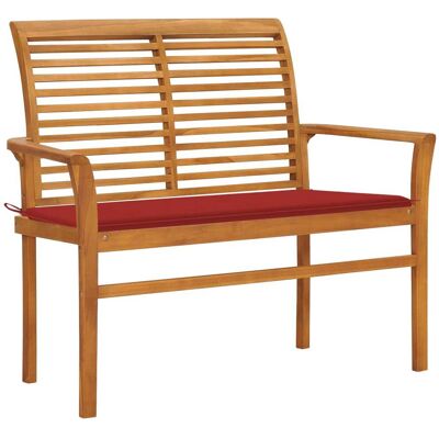 HELLOSHOP26 Banco De Jardín Mueble De Patio De Exterior Terraza Con Cojín Rojo 112 X 55 X 94 Cm Madera De Teca Maciza 020011531 HELLOSHOP26 Banco De Jardín Mueble De Patio De Exterior Terraza Con Cojín Rojo 112 X 55 X 94 Cm Madera De Teca Maciza 020011531