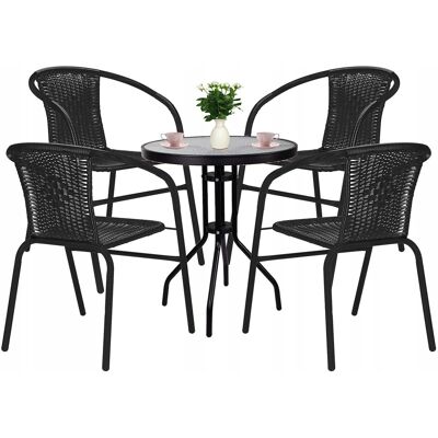 SPRINGOS Muebles De Jardín Set De Muebles De Jardín Mesa+4sillas Para Terraza Balcón Negro SPRINGOS Muebles De Jardín Set De Muebles De Jardín Mesa+4sillas Para Terraza Balcón Negro
