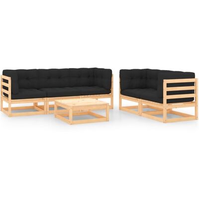Conjunto de Muebles de Jardín vidaXL - 6 piezas con cojines - Estilo rústico Conjunto de Muebles de Jardín vidaXL - 6 piezas con cojines - Estilo rústico