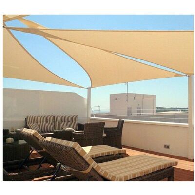 Faura - Toldo Vela Triangular Impermeable - Arena - 165 g/m2 - 5x5x5 m Faura - Toldo Vela Triangular Impermeable - Arena - 165 g/m2 - 5x5x5 m
