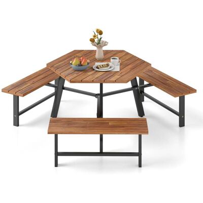 NORTHIX Mesa De Picnic De Madera De Acacia Para 6 Personas Con Orificio Para Sombrilla NORTHIX Mesa De Picnic De Madera De Acacia Para 6 Personas Con Orificio Para Sombrilla