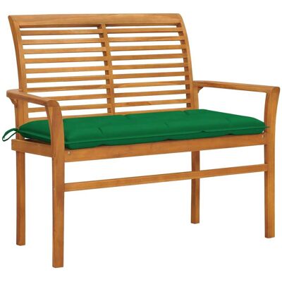 HELLOSHOP26 Banco De Jardín Mueble De Patio De Exterior Terraza Con Cojín Verde 112 Cm Madera Maciza De Teca 020011558 HELLOSHOP26 Banco De Jardín Mueble De Patio De Exterior Terraza Con Cojín Verde 112 Cm Madera Maciza De Teca 020011558