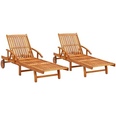 Helloshop26 - Juego De 2 Tumbonas Tumbona Tumbona Jardín Cama Terraza Muebles De Exterior Madera Maciza De Acacia 020012140 Helloshop26 - Juego De 2 Tumbonas Tumbona Tumbona Jardín Cama Terraza Muebles De Exterior Madera Maciza De Acacia 020012140