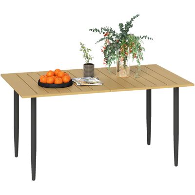 JHY DESIGN Mesa De Jardín De 150 X 90 Cm, De Acero Resistente A La Intemperie, Con Orificio Para Sombrilla, Color Marrón. JHY DESIGN Mesa De Jardín De 150 X 90 Cm, De Acero Resistente A La Intemperie, Con Orificio Para Sombrilla, Color Marrón.