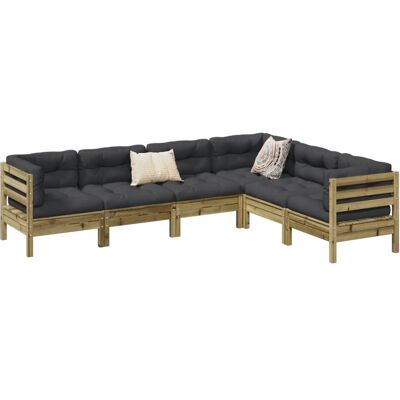 vidaXL Juego de Sofás Jardín 6 piezas con cojines - Muebles de exterior vidaXL Juego de Sofás Jardín 6 piezas con cojines - Muebles de exterior
