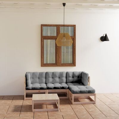 vidaXL Juego de Muebles de Jardín - Madera de Pino, Cojines, Modular vidaXL Juego de Muebles de Jardín - Madera de Pino, Cojines, Modular