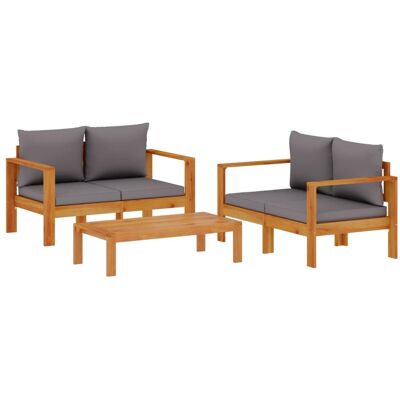 Conjunto de Sofás de Jardín con Cojines - Madera de Acacia Duradera Conjunto de Sofás de Jardín con Cojines - Madera de Acacia Duradera