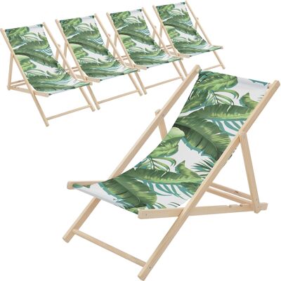 Ecd Germany 5x Sillas De Playa De Madera Con Diseño Tropical Verde-blanca Tumbona Plegable Con Respaldo Ajustable En 3 Posiciones De Reclinación Asiento De Relax Para Jardín O Piscina, Hasta 120 Kg Ecd Germany 5x Sillas De Playa De Madera Con Diseño Tropical Verde-blanca Tumbona Plegable Con Respaldo Ajustable En 3 Posiciones De Reclinación Asiento De Relax Para Jardín O Piscina, Hasta 120 Kg