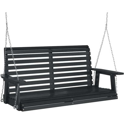 Silla columpio jardín vidaXL Negra - Madera resistente a la intemperie - 122.5x63x56cm Silla columpio jardín vidaXL Negra - Madera resistente a la intemperie - 122.5x63x56cm