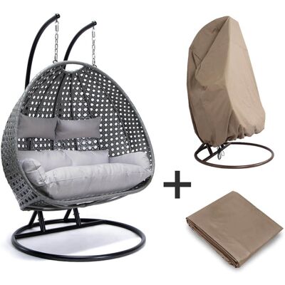 Silla colgante de poliratán gris con funda para lluvia - Home Deluxe - Tipo de producto Silla colgante de poliratán gris con funda para lluvia - Home Deluxe - Tipo de producto