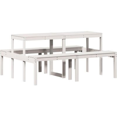 Vidaxl - Mesa De Pícnic Madera Maciza De Pino Blanco 160x134x75 Cm Vidaxl - Mesa De Pícnic Madera Maciza De Pino Blanco 160x134x75 Cm