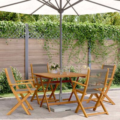 Set de Comedor para Jardín vidaXL - 5 Piezas, Gris, Duradero, Plegable Set de Comedor para Jardín vidaXL - 5 Piezas, Gris, Duradero, Plegable