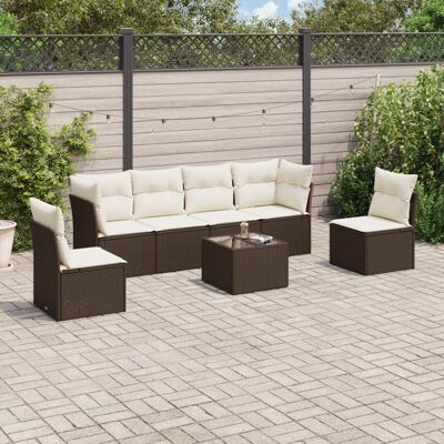 vidaXL Juego de Sofás de Jardín 7 Piezas con Cojines - Muebles de Exterior vidaXL Juego de Sofás de Jardín 7 Piezas con Cojines - Muebles de Exterior