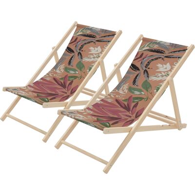 Ecd Germany 2x Sillas De Playa De Madera Con Diseño Floral Marrón-rojo-verde Tumbona Plegable Con Respaldo Ajustable 3 Posiciones De Reclinación Asiento De Relax Para Jardín O Piscina, Hasta 120 Kg Ecd Germany 2x Sillas De Playa De Madera Con Diseño Floral Marrón-rojo-verde Tumbona Plegable Con Respaldo Ajustable 3 Posiciones De Reclinación Asiento De Relax Para Jardín O Piscina, Hasta 120 Kg
