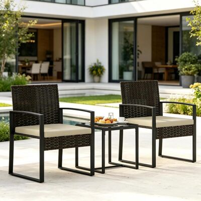 JHY DESIGN Conjunto De Muebles De Jardín Pequeño, Conjunto De Muebles Para Patio Exterior, Asientos De Bistró, Conjunto De Muebles De Comedor (que Consta Únicamente De 1 Mesa Y 2 Sillas). JHY DESIGN Conjunto De Muebles De Jardín Pequeño, Conjunto De Muebles Para Patio Exterior, Asientos De Bistró, Conjunto De Muebles De Comedor (que Consta Únicamente De 1 Mesa Y 2 Sillas).