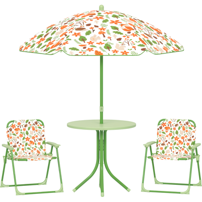 JHY DESIGN Conjunto De Jardín Infantil Para Niños De 2 A 5 Años, Que Incluye Una Mesa Redonda, 2 Sillas Plegables Y Una Sombrilla, Color Verde. JHY DESIGN Conjunto De Jardín Infantil Para Niños De 2 A 5 Años, Que Incluye Una Mesa Redonda, 2 Sillas Plegables Y Una Sombrilla, Color Verde.