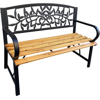 AKORD Banco De Jardín Reo Negro Con Madera Lacada Y Patas De Acero De 118 Cm De Ancho AKORD Banco De Jardín Reo Negro Con Madera Lacada Y Patas De Acero De 118 Cm De Ancho