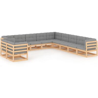 Set de jardín VidaXL 11 pzas Madera de pino gris Set de jardín VidaXL 11 pzas Madera de pino gris