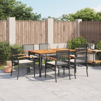 Set de comedor de jardín 7 pzas con cojines - Conjunto de comedor Set de comedor de jardín 7 pzas con cojines - Conjunto de comedor