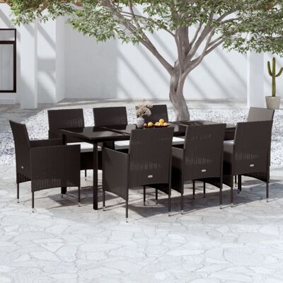 Juego De Comedor De Jardín 9 Piezas Con Cojines Negro Vidaxl Juego De Comedor De Jardín 9 Piezas Con Cojines Negro Vidaxl