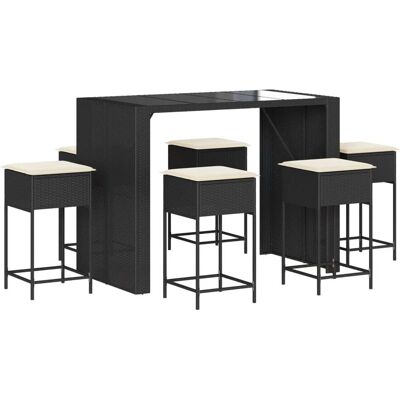 vidaXL Juego de bar de jardín 7 piezas con cojines - Muebles de exterior vidaXL Juego de bar de jardín 7 piezas con cojines - Muebles de exterior