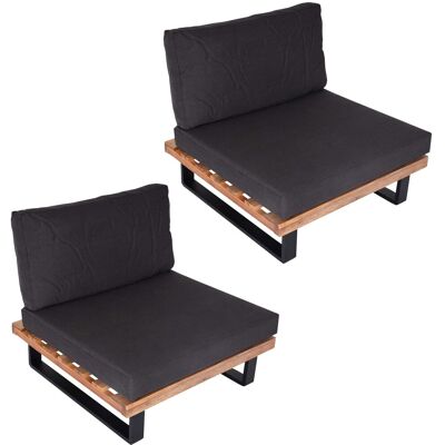 DÉCOSHOP26 Et De 2 Sillones Lounge De Jardín Con Cojines Cojines Gris Oscuro Estructura De Aluminio Y Madera De Acacia Marrón Claro 04000939 DÉCOSHOP26 Et De 2 Sillones Lounge De Jardín Con Cojines Cojines Gris Oscuro Estructura De Aluminio Y Madera De Acacia Marrón Claro 04000939