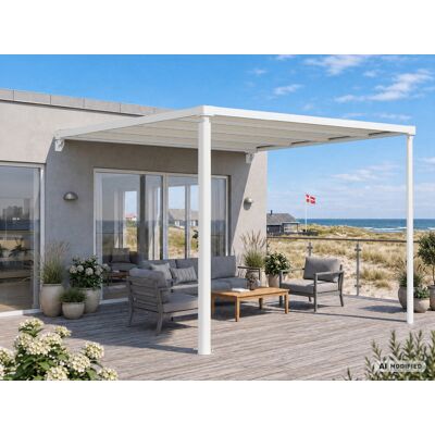 Cubierta Para Patio, Pérgola Mural Santa Ynez, 3x3m, Blanco/beige - Dancover Cubierta Para Patio, Pérgola Mural Santa Ynez, 3x3m, Blanco/beige - Dancover