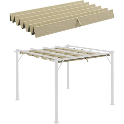 JHY DESIGN Techo De Repuesto Para Pérgola, 250 X 255 Cm, Retráctil E Impermeable, De Tejido Ondulado Con Orificios De Drenaje, Protección Invernal Para Jardín O Patio, Color Beige. JHY DESIGN Techo De Repuesto Para Pérgola, 250 X 255 Cm, Retráctil E Impermeable, De Tejido Ondulado Con Orificios De Drenaje, Protección Invernal Para Jardín O Patio, Color Beige.