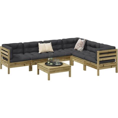 vidaXL Conjunto de Sofás Jardín 7 Pzas con Cojines - Muebles de Exterior vidaXL Conjunto de Sofás Jardín 7 Pzas con Cojines - Muebles de Exterior