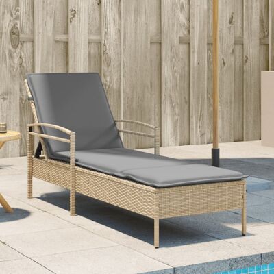 vidaXL Tumbona con Cojín - Beige - 63x200x81 cm vidaXL Tumbona con Cojín - Beige - 63x200x81 cm