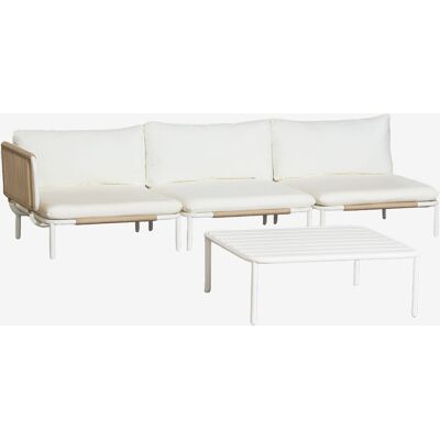 Conjunto De Jardín Con Sofá Modular Esquinero De 3 Piezas Y Mesa De Centro En Acero Roubly Sklum Conjunto De Jardín Con Sofá Modular Esquinero De 3 Piezas Y Mesa De Centro En Acero Roubly Sklum