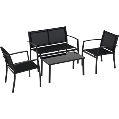 OEM Conjunto De Muebles De Jardín 4 Piezas Muebles Jardín Exterior Con 2 Sillones 1 Sofá De 2 Plazas Y Mesa De Centro Negro OEM Conjunto De Muebles De Jardín 4 Piezas Muebles Jardín Exterior Con 2 Sillones 1 Sofá De 2 Plazas Y Mesa De Centro Negro