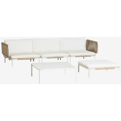 Conjunto De Jardín Con Sofá Modular De 3 Piezas Con 2 Módulos Esquineros, Puff Y Mesa De Centro En Acero Roubly Sklum Conjunto De Jardín Con Sofá Modular De 3 Piezas Con 2 Módulos Esquineros, Puff Y Mesa De Centro En Acero Roubly Sklum