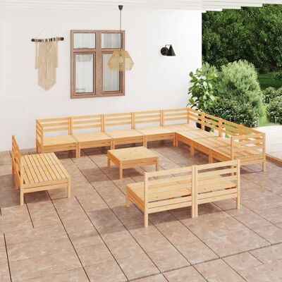 Set de salón de jardín de madera exterior 13 piezas de pino macizo vidaXL Set de salón de jardín de madera exterior 13 piezas de pino macizo vidaXL