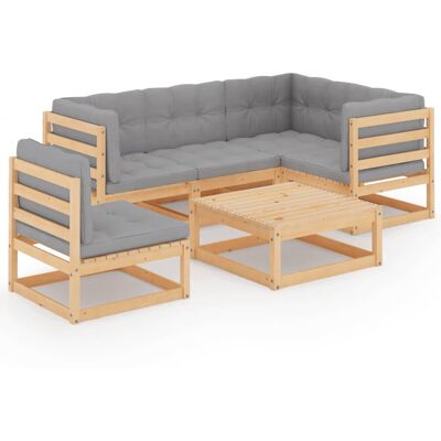 Conjunto de Muebles de Jardín vidaXL - 6 Piezas con Cojines Conjunto de Muebles de Jardín vidaXL - 6 Piezas con Cojines